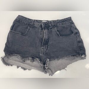 Forever 21 Charcoal Gray High-Rise Frayed Denim Shorts Women’s 29